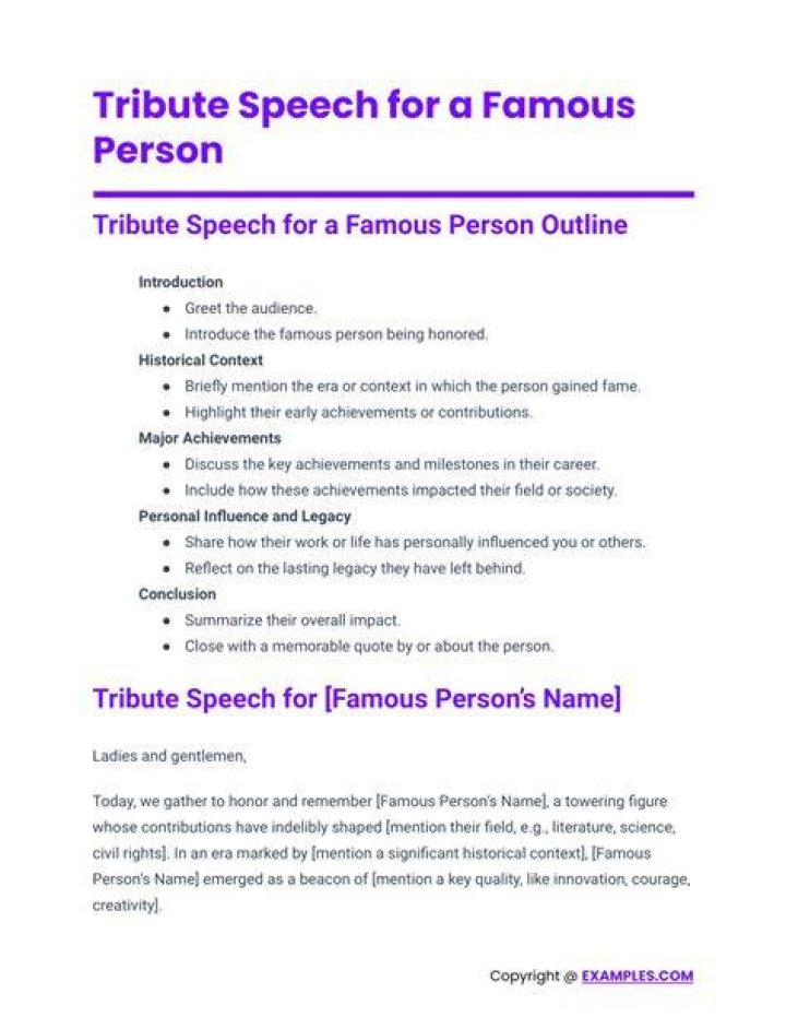 Tribute Speech 10+ Examples, Format, Sample Examples
